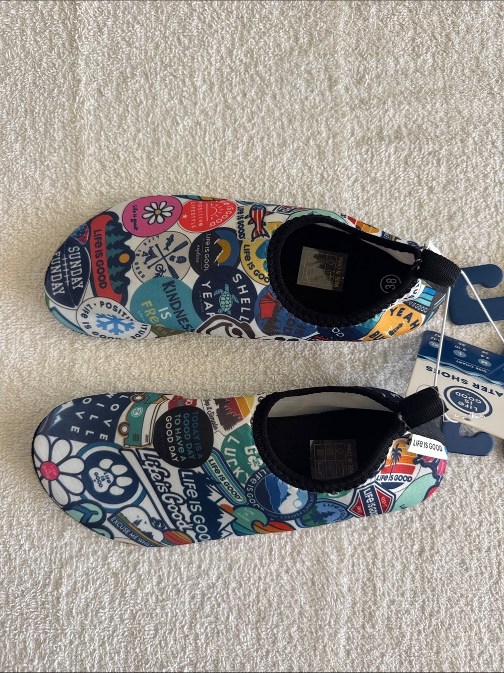 Life Is Good Multicolor Stickers Design Water Shoes - Picture 7 of 10
